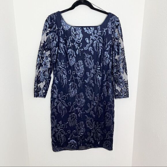 Adriana Papell Sequin Long Sleeve Mini Dress - Picture 8 of 8